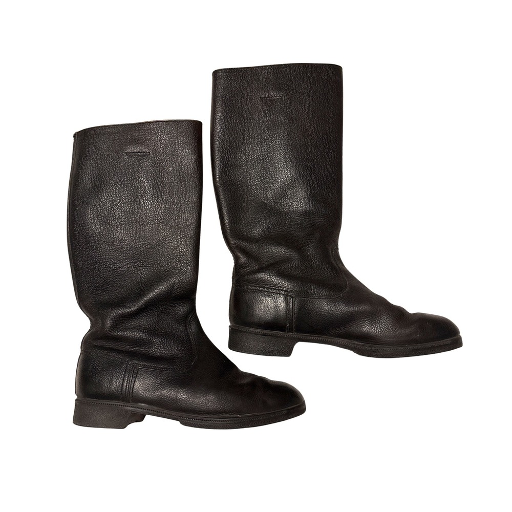 Vtg East German NVA Leather Jackboots Military Black Mens 10-10.5 Motorcycle
